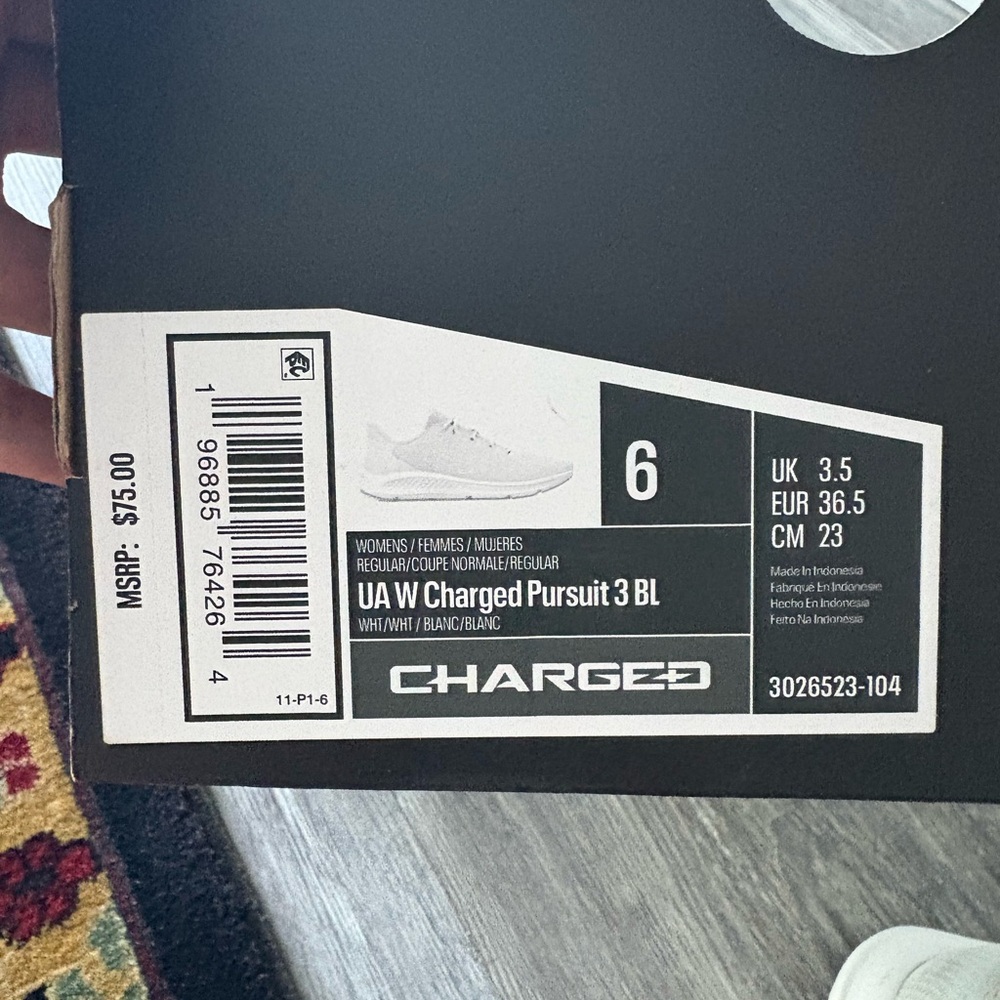 Under Armour White Women’s Charged Pursuit 3 BL Shoe